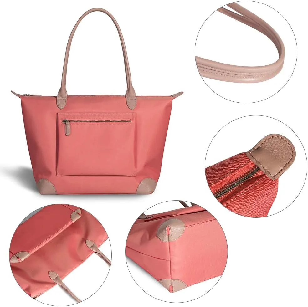 DORIS&JACKY Tote Bag For Women Large Lightweight Designer Leather Nylon Work Shoulder Bag And Foldable Travel Purse