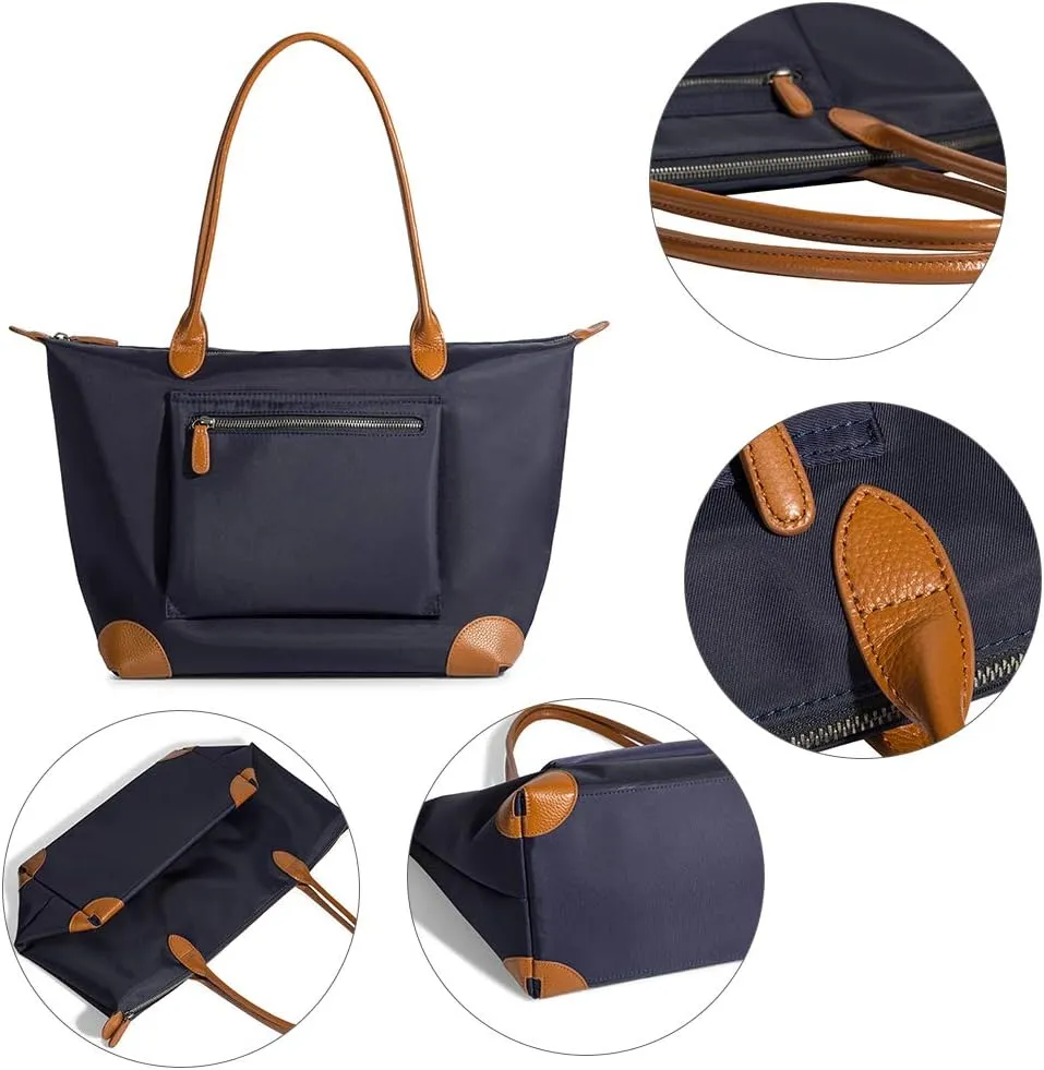 DORIS&JACKY Tote Bag For Women Large Lightweight Designer Leather Nylon Work Shoulder Bag And Foldable Travel Purse