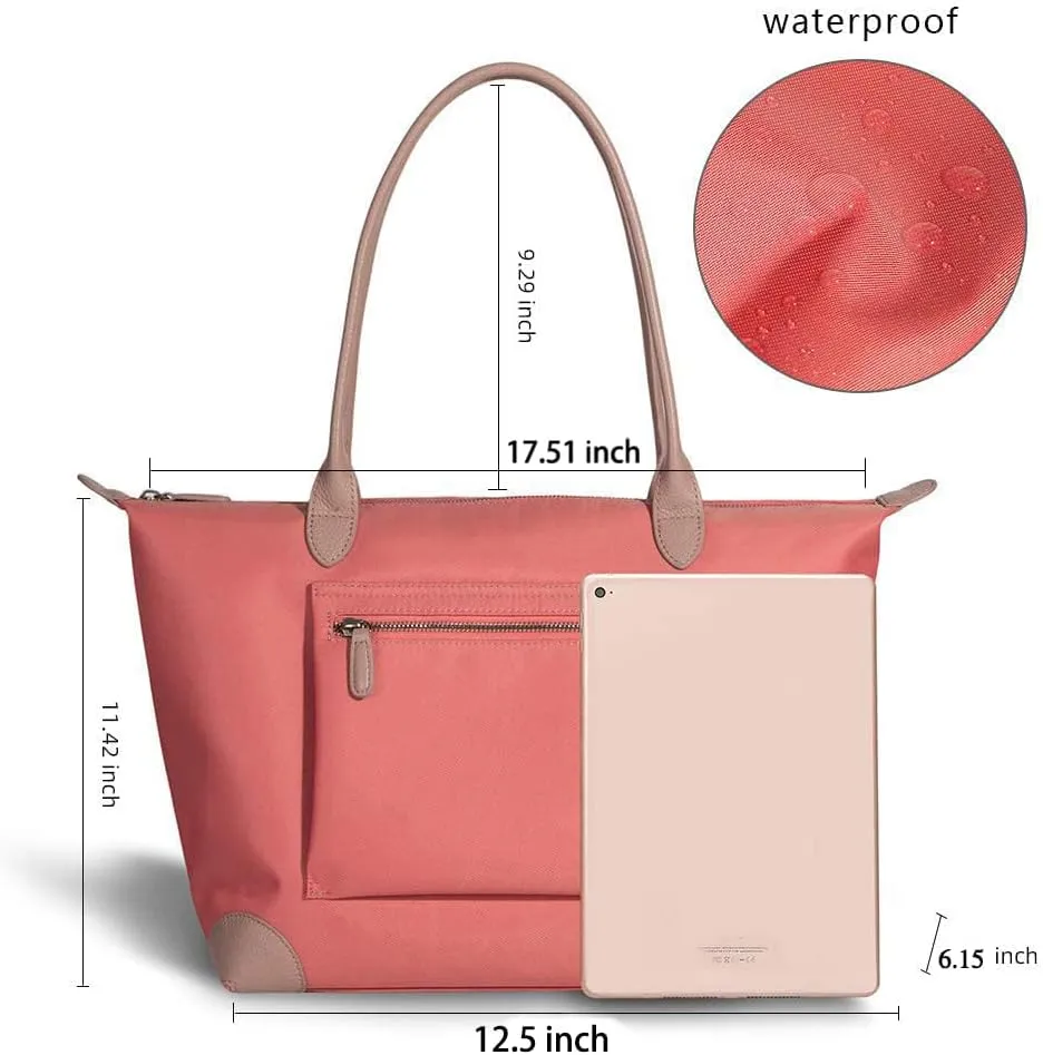 DORIS&JACKY Tote Bag For Women Large Lightweight Designer Leather Nylon Work Shoulder Bag And Foldable Travel Purse