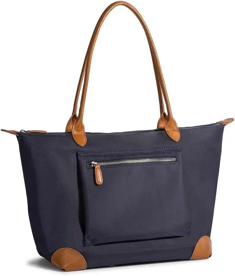 DORIS&JACKY Tote Bag For Women Large Lightweight Designer Leather Nylon Work Shoulder Bag And Foldable Travel Purse
