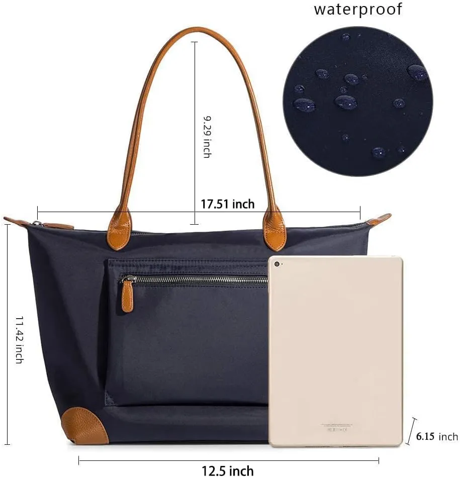 DORIS&JACKY Tote Bag For Women Large Lightweight Designer Leather Nylon Work Shoulder Bag And Foldable Travel Purse