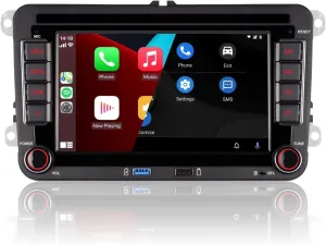 Double din Car Stereo Compatible with Wireless Carplay Android Auto with 7 inch Bluetooth/FM/AM Radio/USB/High Power Car Radio for VW Golf 5 6 Passat Jetta Caddy EOS T5 Tiguan Touran CC Polo