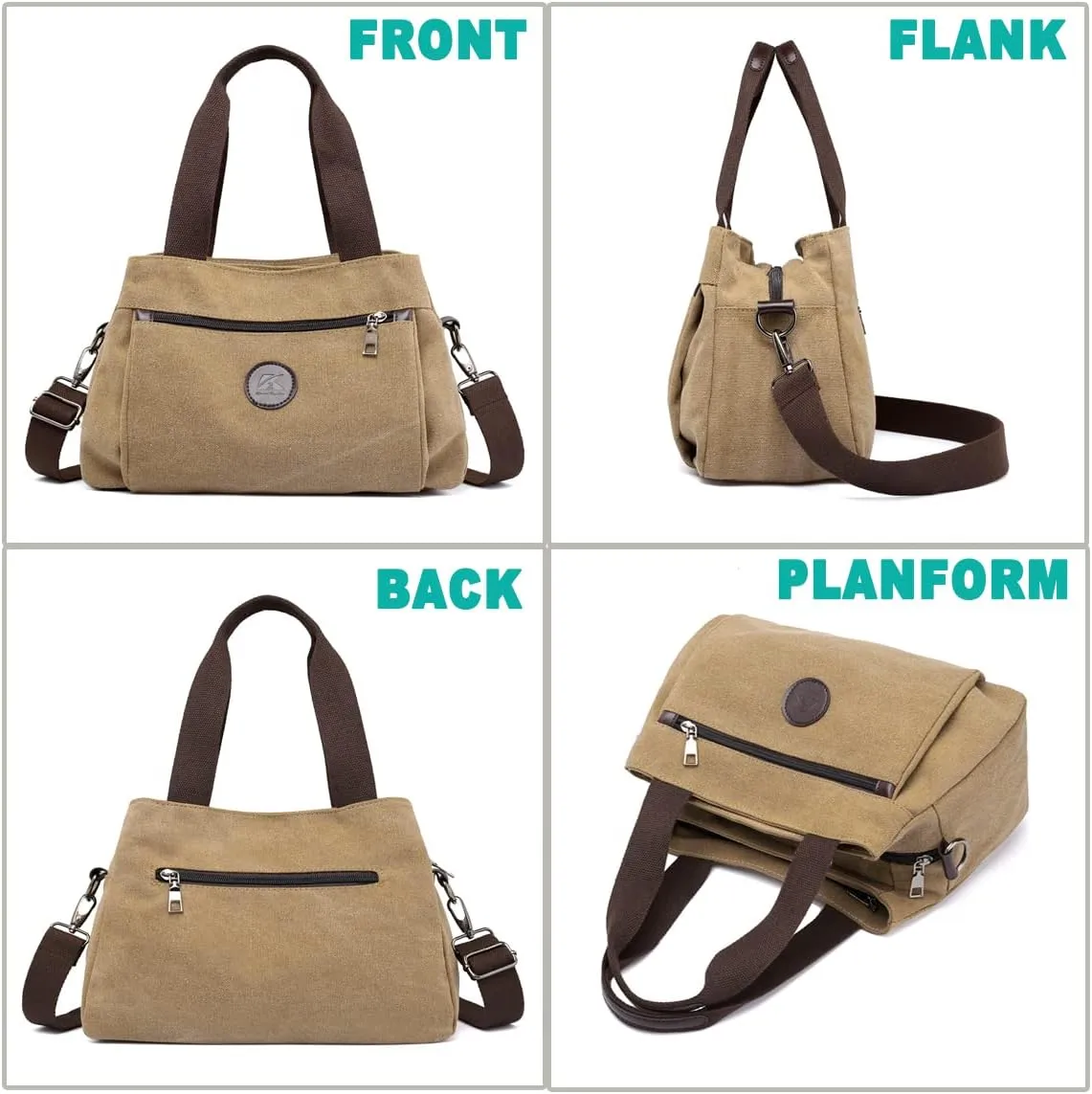 DOURR Hobo Handbags Canvas Crossbody Bags for Women, Multi Compartment Tote Purse Medium Satchel