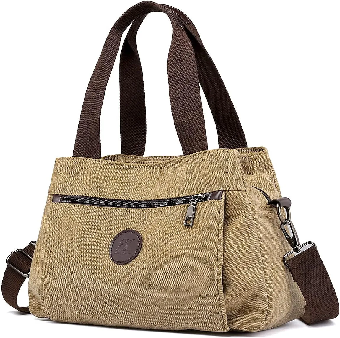 DOURR Hobo Handbags Canvas Crossbody Bags for Women, Multi Compartment Tote Purse Medium Satchel