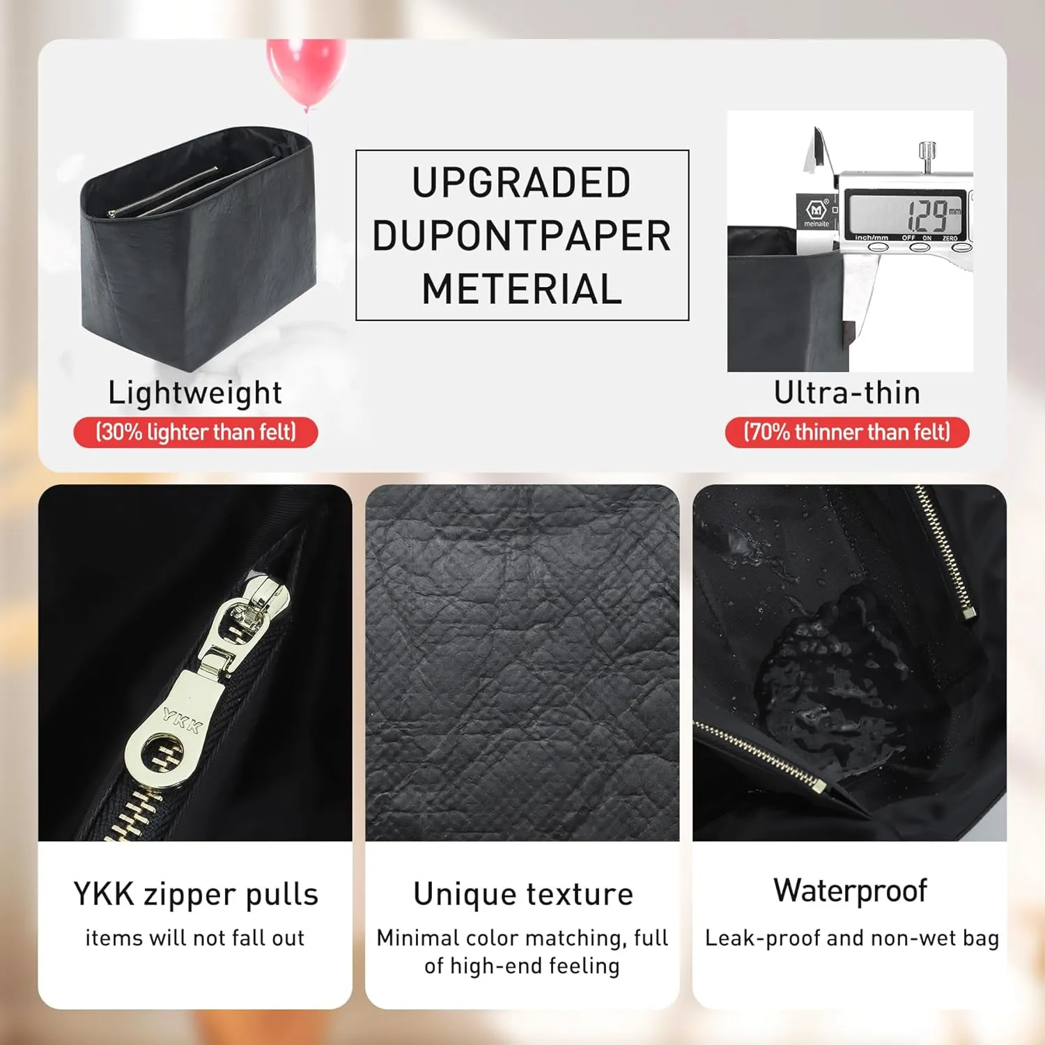 Doxo Purse Insert Organizer Compatible with Long Champ S Handbags & More, Super Lightweight Waterproof Longchamp Small Organizer Insert, Keeps Handbags Shaped&Neat(Fullblack, S)