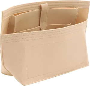 Doxo Purse Organizer Insert for Handbags, Tote Bag Insert Organizers with Laptop Compartment/Cup Holder, Softened Felt Compatible with LV Neverfull MM(Beige,Upgrade model)
