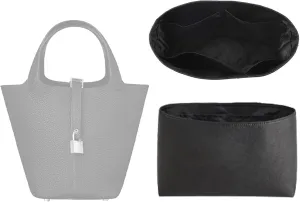 Doxo Purse Organizer Insert,Felt Handbags Dividers with Zippers,Tote Bag Organizer Fit H Picotin 18,22 Bags