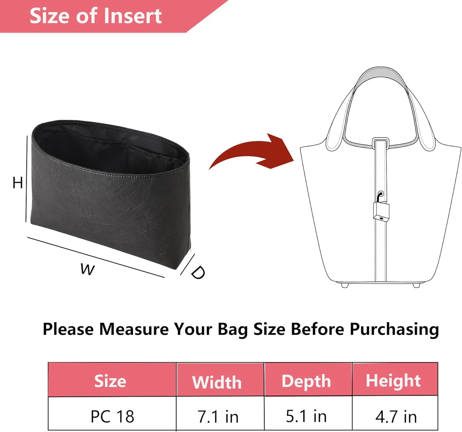 Doxo Purse Organizer Insert,Felt Handbags Dividers with Zippers,Tote Bag Organizer Fit H Picotin 18,22 Bags