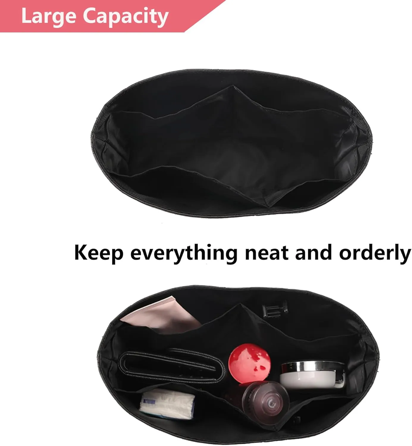 Doxo Purse Organizer Insert,Felt Handbags Dividers with Zippers,Tote Bag Organizer Fit H Picotin 18,22 Bags