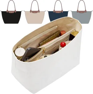 Doxo Upgraded longchamp Organizer Insert, Bag Organizer Insert for Long Champ Large and More, Ultra-light Waterproof DupontPaper le pliage Large Organizer, Keeps Tote Handbag Neat(White,L)