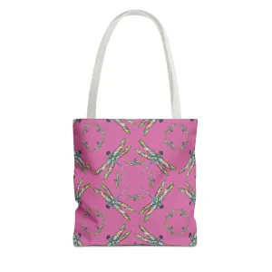Dragonfly Tote Bag, Pink, Native American Design, Shoulder bag, Powwow tote, Carry all
