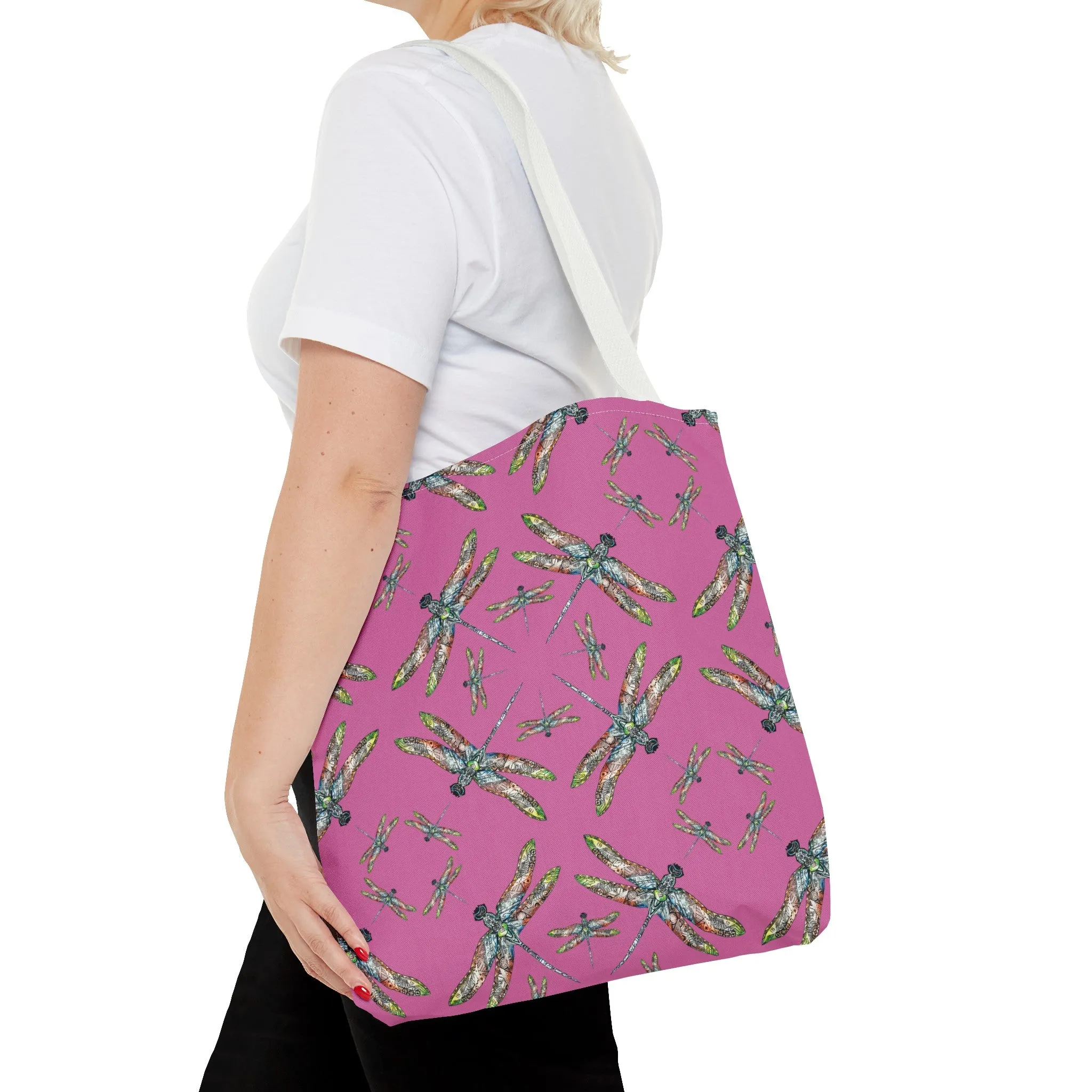 Dragonfly Tote Bag, Pink, Native American Design, Shoulder bag, Powwow tote, Carry all