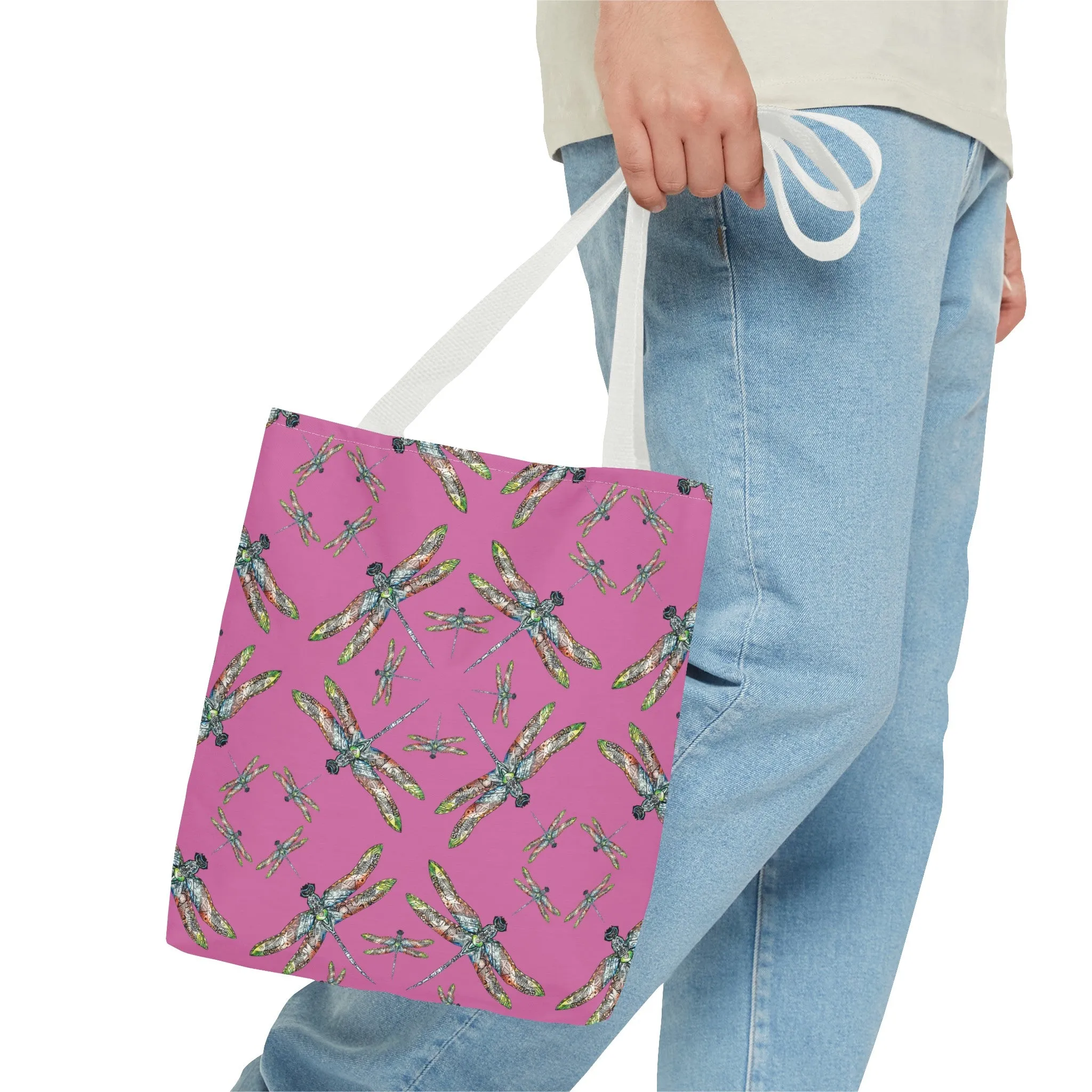Dragonfly Tote Bag, Pink, Native American Design, Shoulder bag, Powwow tote, Carry all