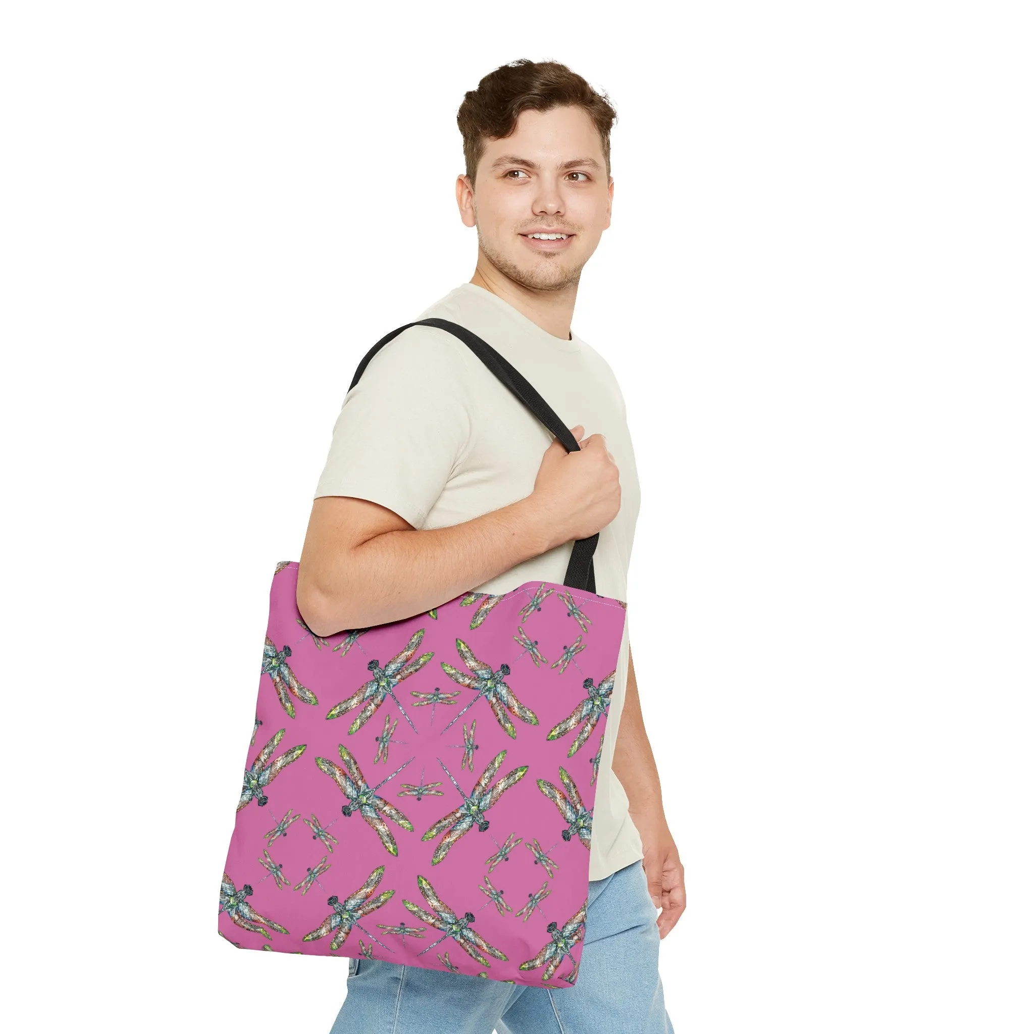 Dragonfly Tote Bag, Pink, Native American Design, Shoulder bag, Powwow tote, Carry all