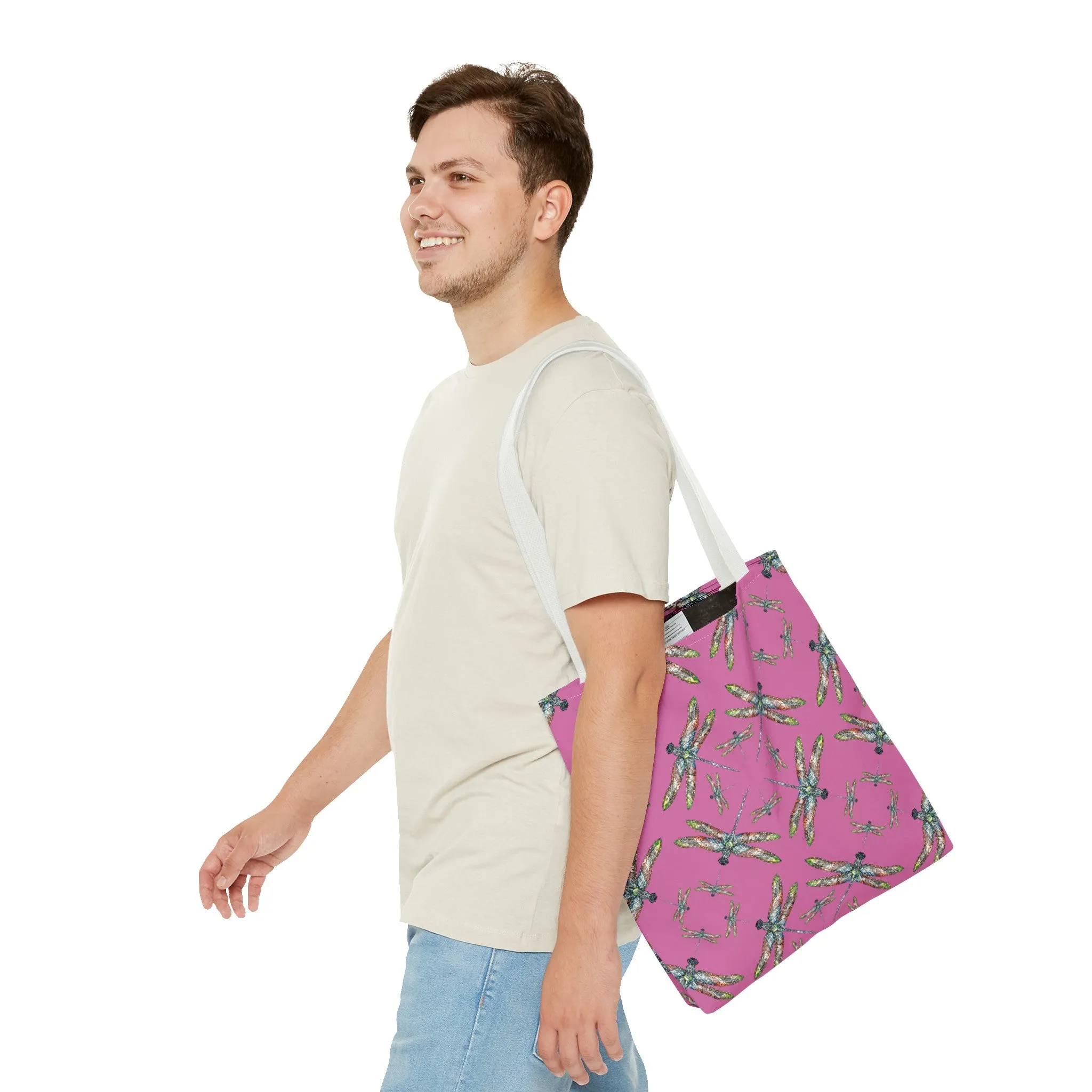 Dragonfly Tote Bag, Pink, Native American Design, Shoulder bag, Powwow tote, Carry all