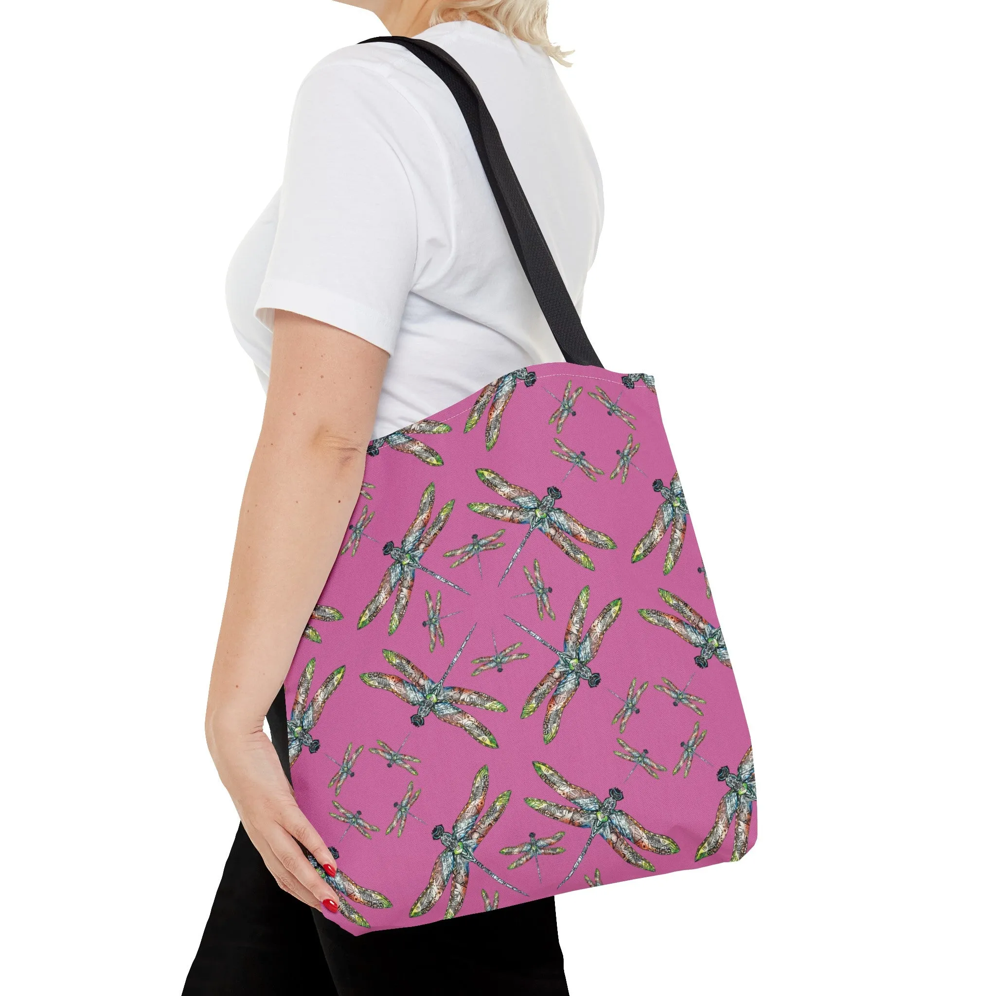 Dragonfly Tote Bag, Pink, Native American Design, Shoulder bag, Powwow tote, Carry all