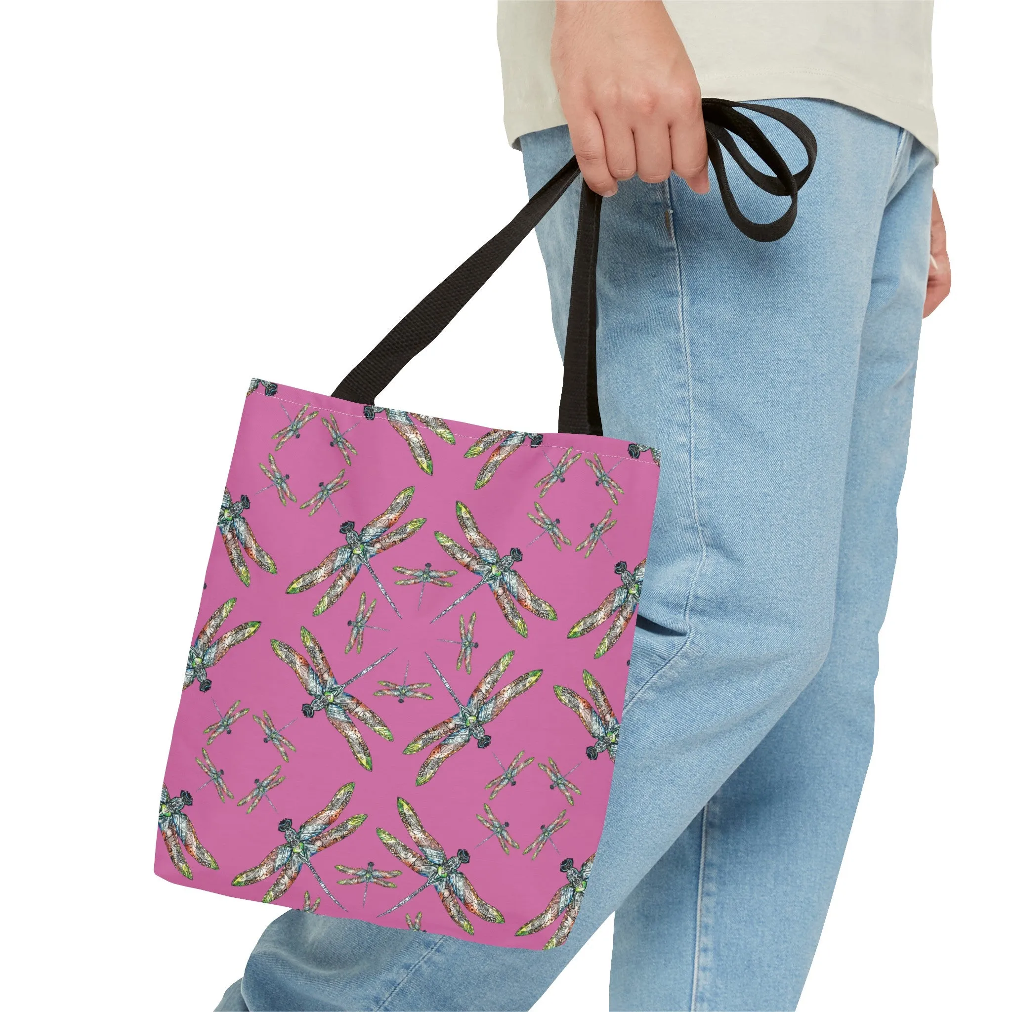 Dragonfly Tote Bag, Pink, Native American Design, Shoulder bag, Powwow tote, Carry all