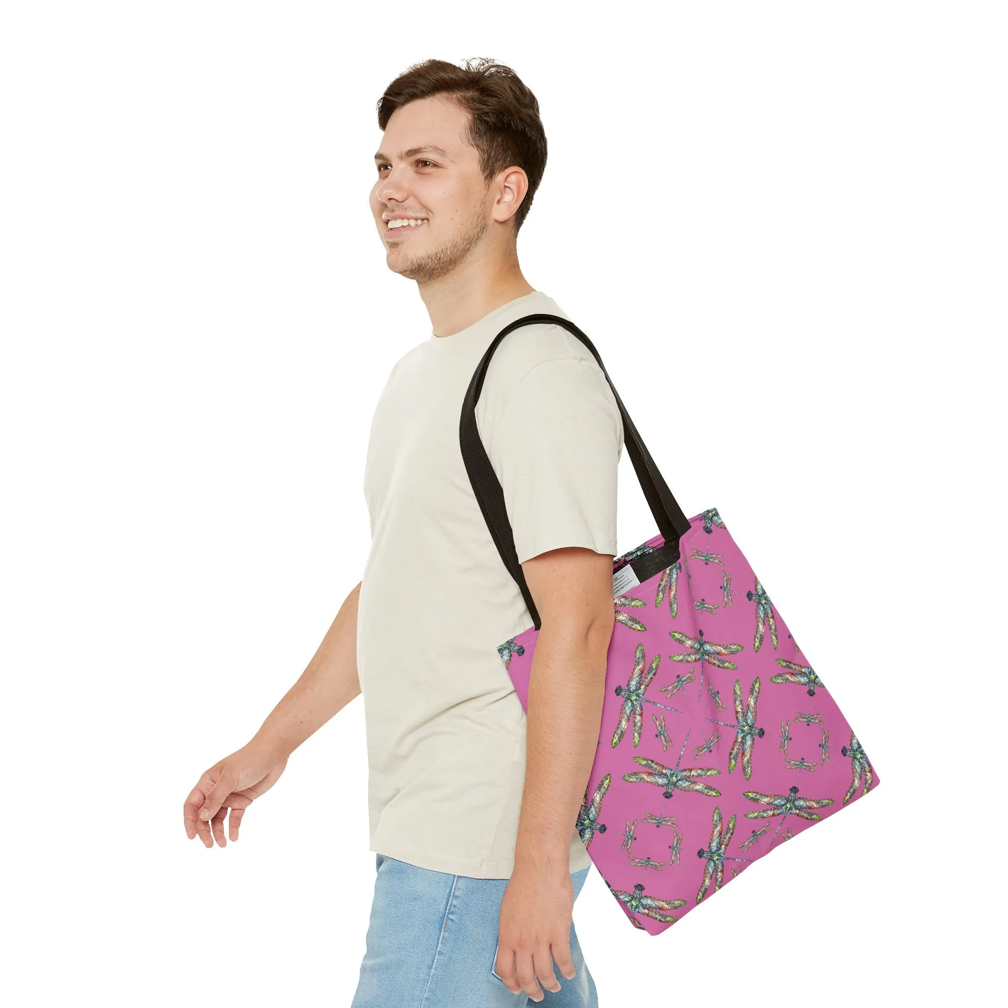 Dragonfly Tote Bag, Pink, Native American Design, Shoulder bag, Powwow tote, Carry all