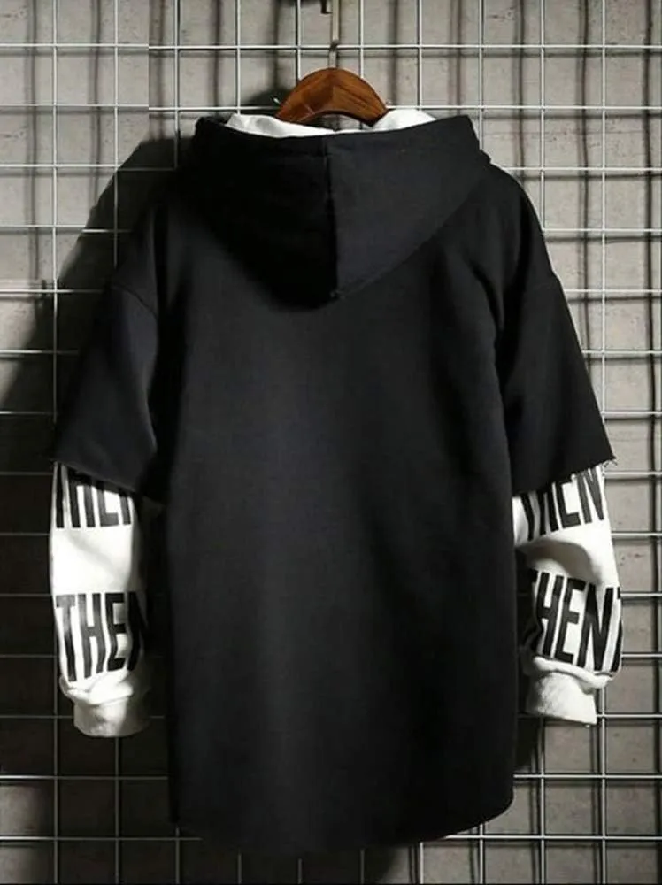 DUDHUH Mens Hoodie Fashion Pullover Letter Print Tracksuit Techwear Casual Coat Hip-Hop Sweatshirt