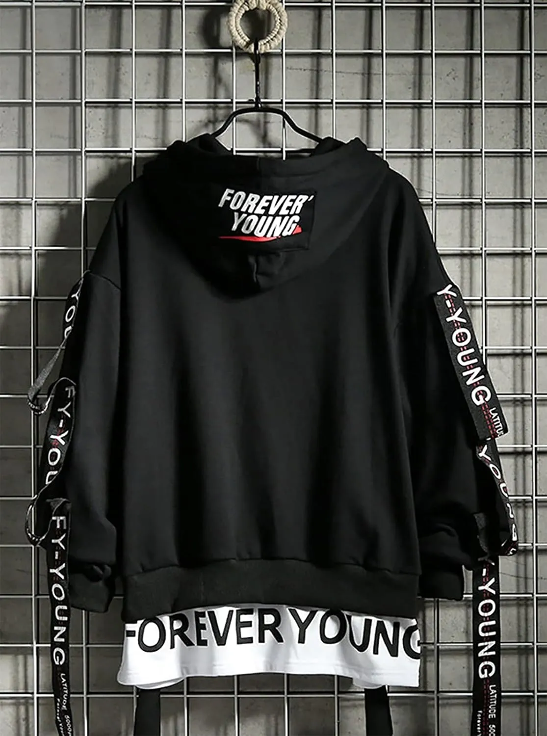 DUDHUH Mens Hoodie Fashion Pullover Letter Print Tracksuit Techwear Casual Coat Hip-Hop Sweatshirt