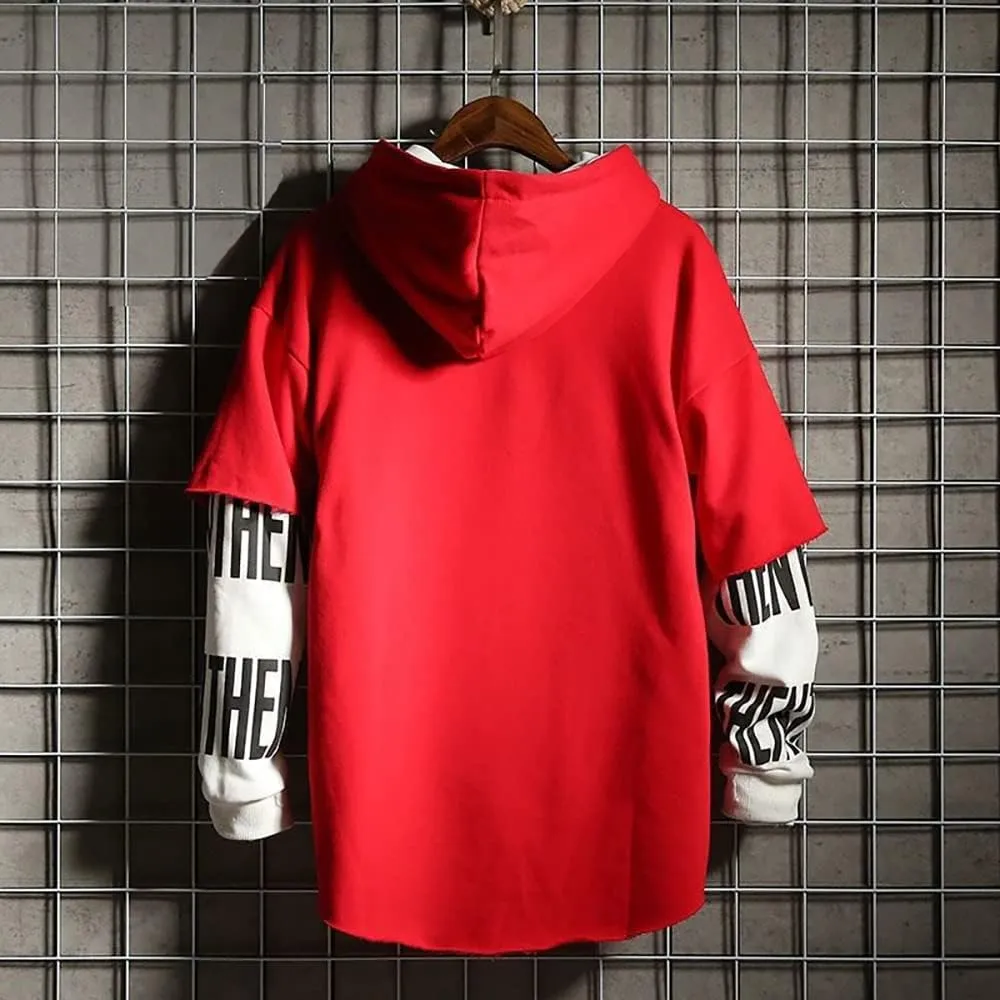 DUDHUH Mens Hoodie Fashion Pullover Letter Print Tracksuit Techwear Casual Coat Hip-Hop Sweatshirt