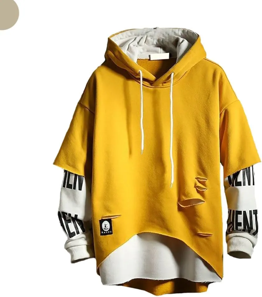 DUDHUH Mens Hoodie Fashion Pullover Letter Print Tracksuit Techwear Casual Coat Hip-Hop Sweatshirt