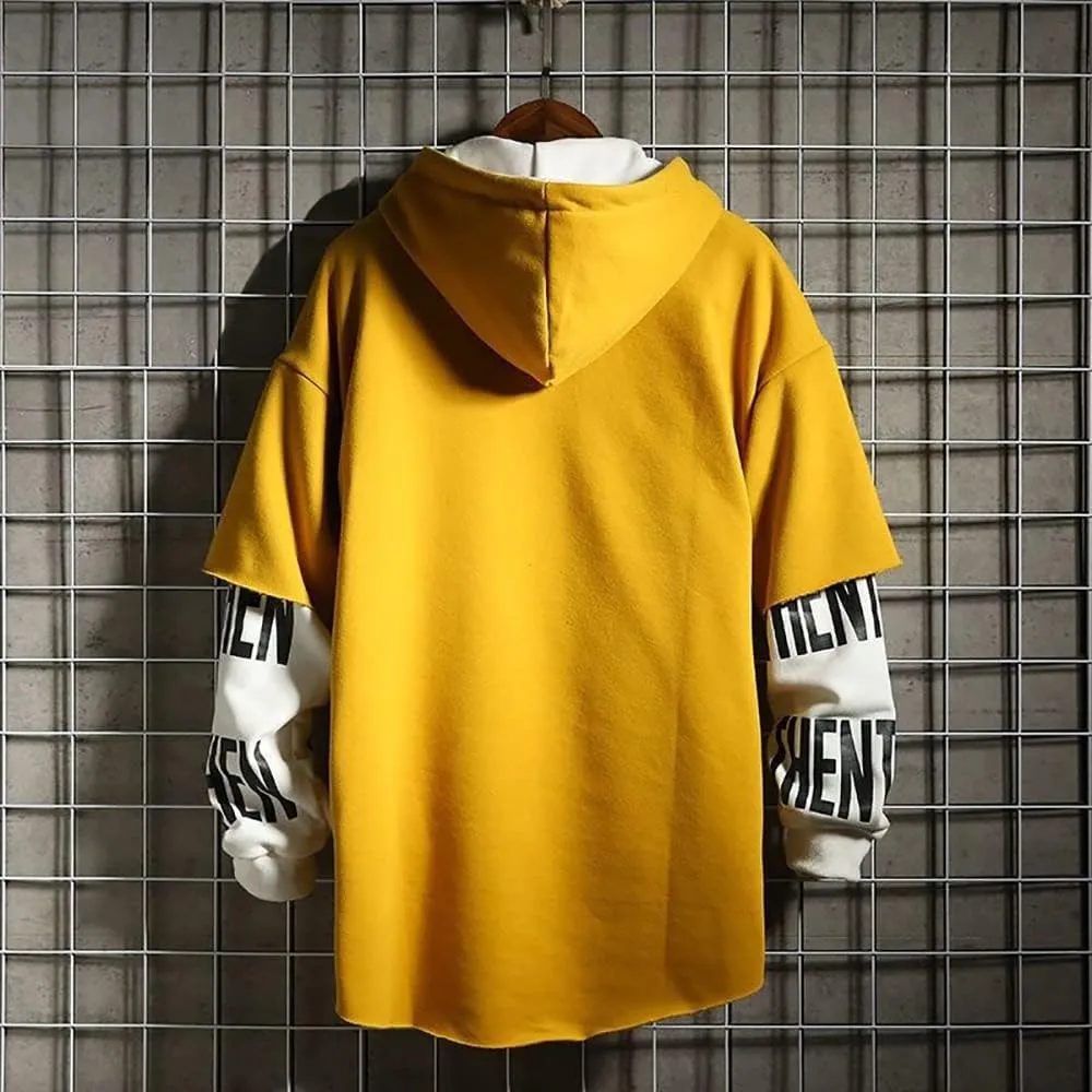 DUDHUH Mens Hoodie Fashion Pullover Letter Print Tracksuit Techwear Casual Coat Hip-Hop Sweatshirt