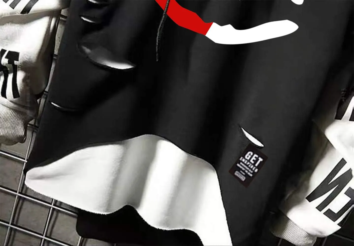 DUDHUH Mens Hoodie Fashion Pullover Letter Print Tracksuit Techwear Casual Coat Hip-Hop Sweatshirt