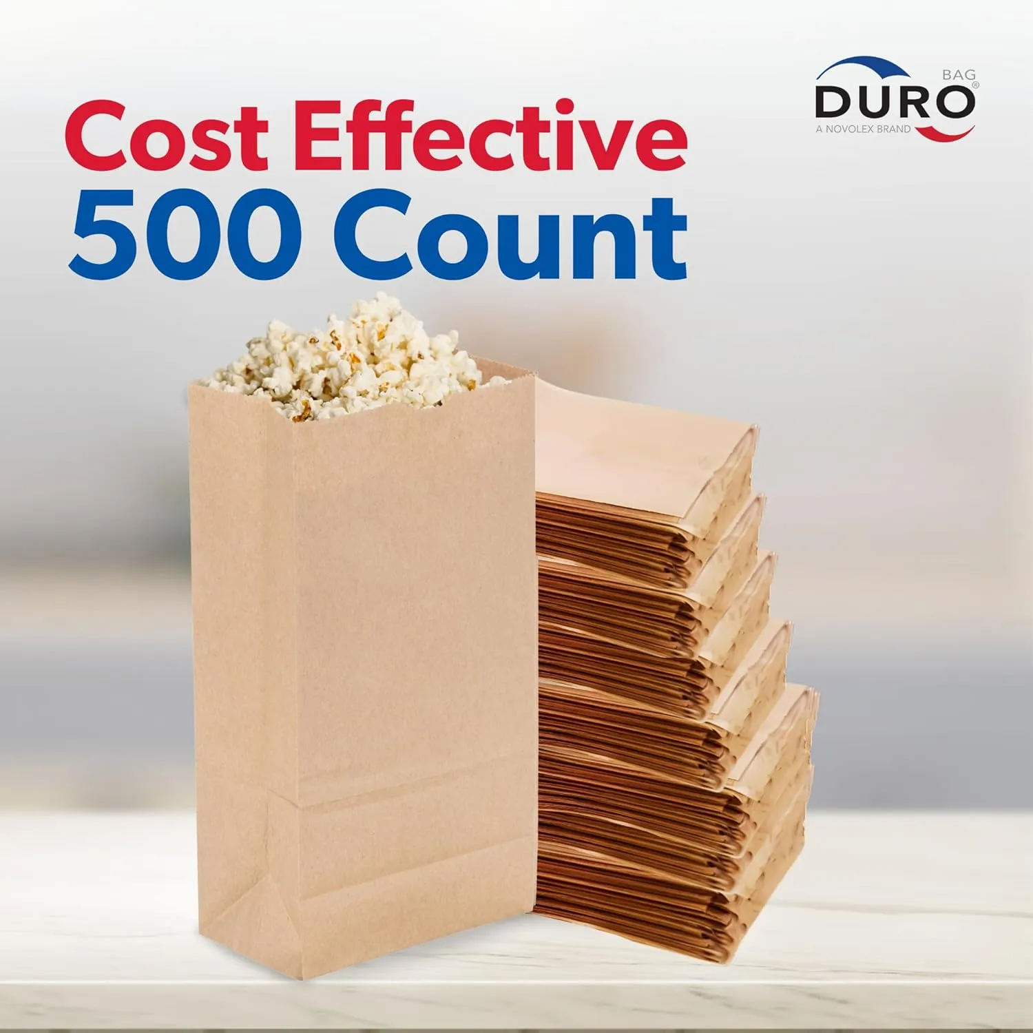 Duro 1# Dubl Life Self-Opening Sack 30#, Recycled Kraft Small Brown Paper Bags Lunch Size, Bulk Mini Food Take-Out Bags for Coffee, Sandwiches, Popcorn, Cookie Snack, & Candy Treats - 500 Count