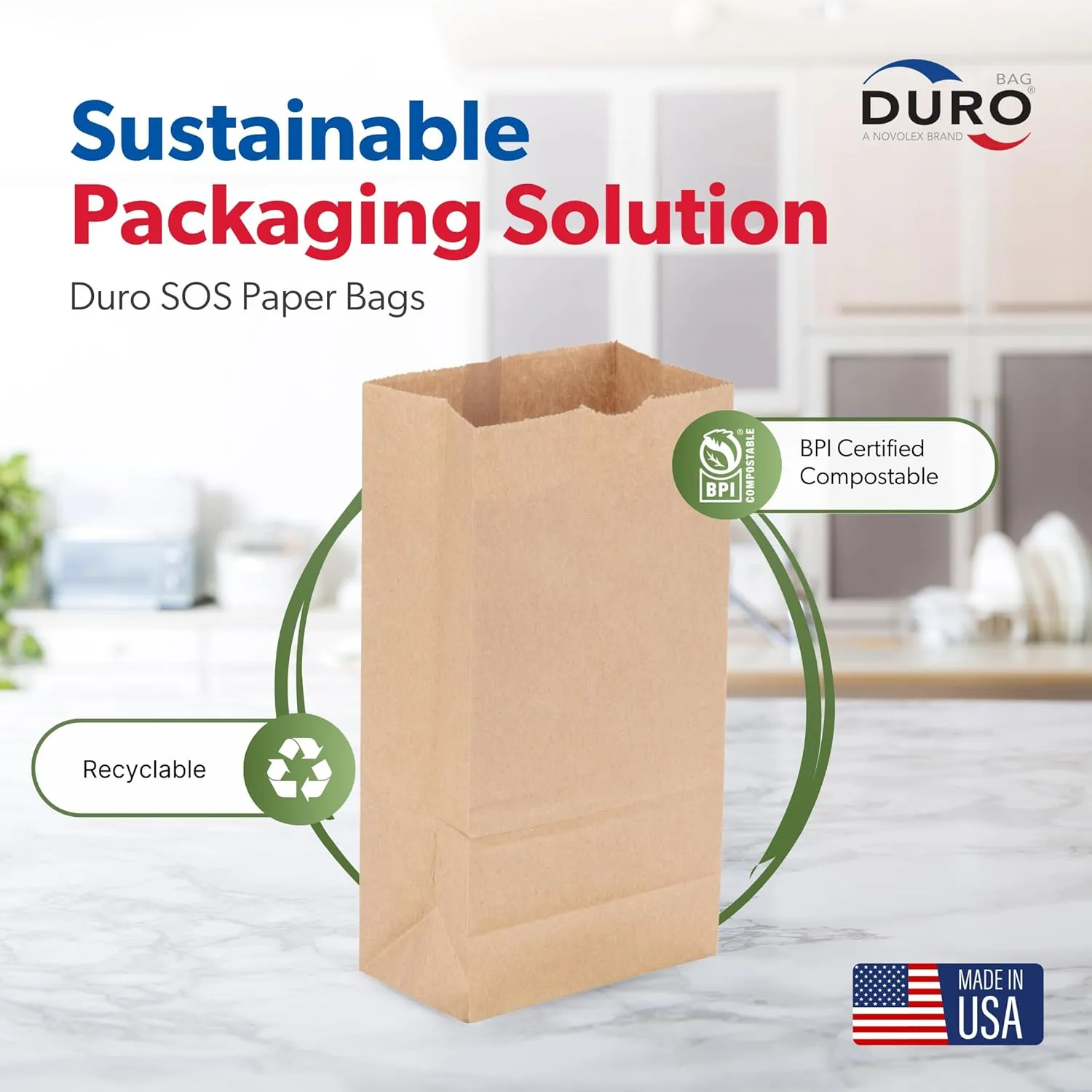Duro 6# Paper Lunch Bags 100 Count - Bulk Disposable Kraft Paper Sacks, Dubl Life SOS Brown Bag for Candy, Snacks & Treats - 6.00 x3.62 x 11.06 Inches