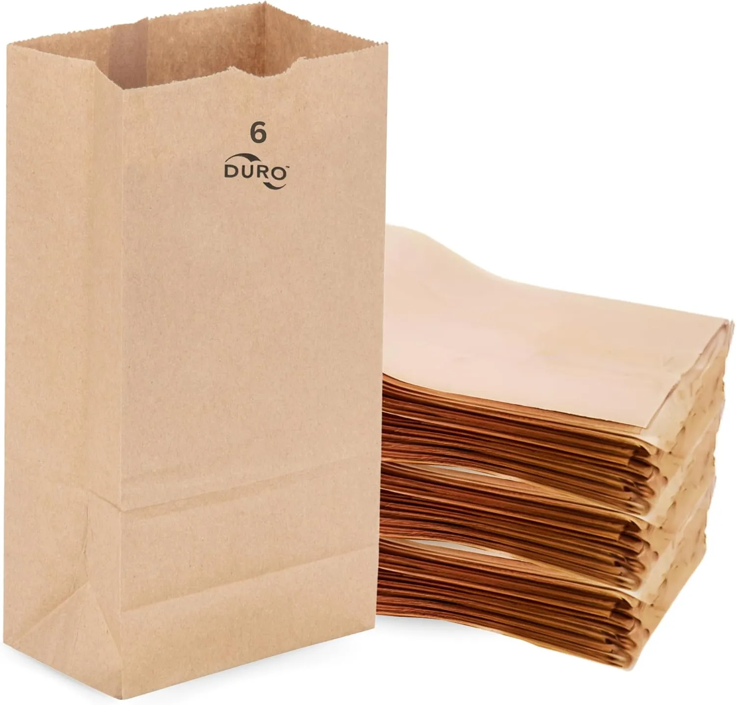 Duro 6# Paper Lunch Bags 100 Count - Bulk Disposable Kraft Paper Sacks, Dubl Life SOS Brown Bag for Candy, Snacks & Treats - 6.00 x3.62 x 11.06 Inches