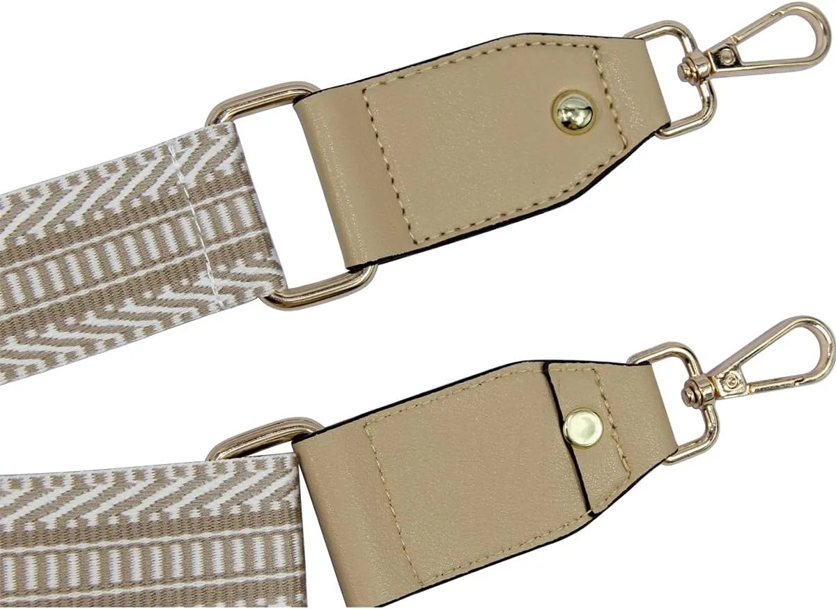 Duwi Wide Purse Strap Jacquard Guitar Style Strap Multicolor Canvas Adjustable Crossbody Bag Strap