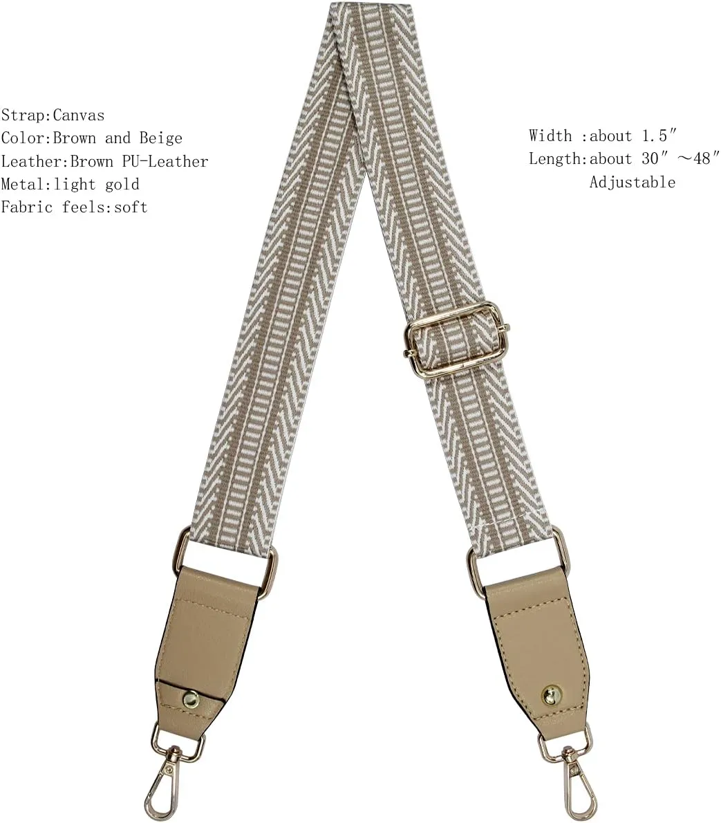 Duwi Wide Purse Strap Jacquard Guitar Style Strap Multicolor Canvas Adjustable Crossbody Bag Strap