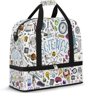 Educational Physics Patterns Travel Duffle Bag Durable Weekender Bag with Shoes Compartment Lightweight Overnight Bag Sports Dance Gym Tote Bag for Women and Men Carry on Luggage