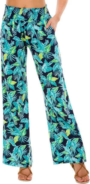 EEVASS Women's Casual Wide Leg Floral Print Palazzo Lounge Pants Stretchy Boho Pants