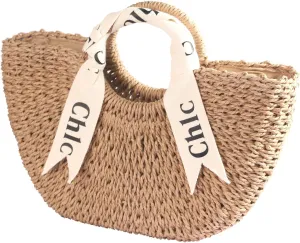 Eiyye Women's Shoulder Handbag Straw Beach Bag Woven Bag Handbag Purse Summer Beach Bag, Khaki
