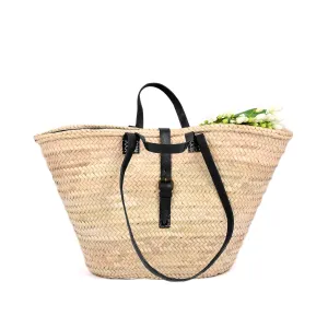 Elegant Beach Bag & Travel Tote Bags For Women - Versatile Straw Bag Tote Bag For Vacation - Picnic Basket, Beach Bag Tote & Flower Girl Basket - Women's Fashion Accessory, French Basket Bag (Black)