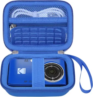 Elonbo Camera Carrying Case for KODAK PIXPRO FZ55 / FZ53 / FZ45 / FZ43 16MP Digital Camera, Vlogging Camera Storage Holder Travel Bag, ​Mesh Bag Fits Batteries, Cable, Memory Card, Blue