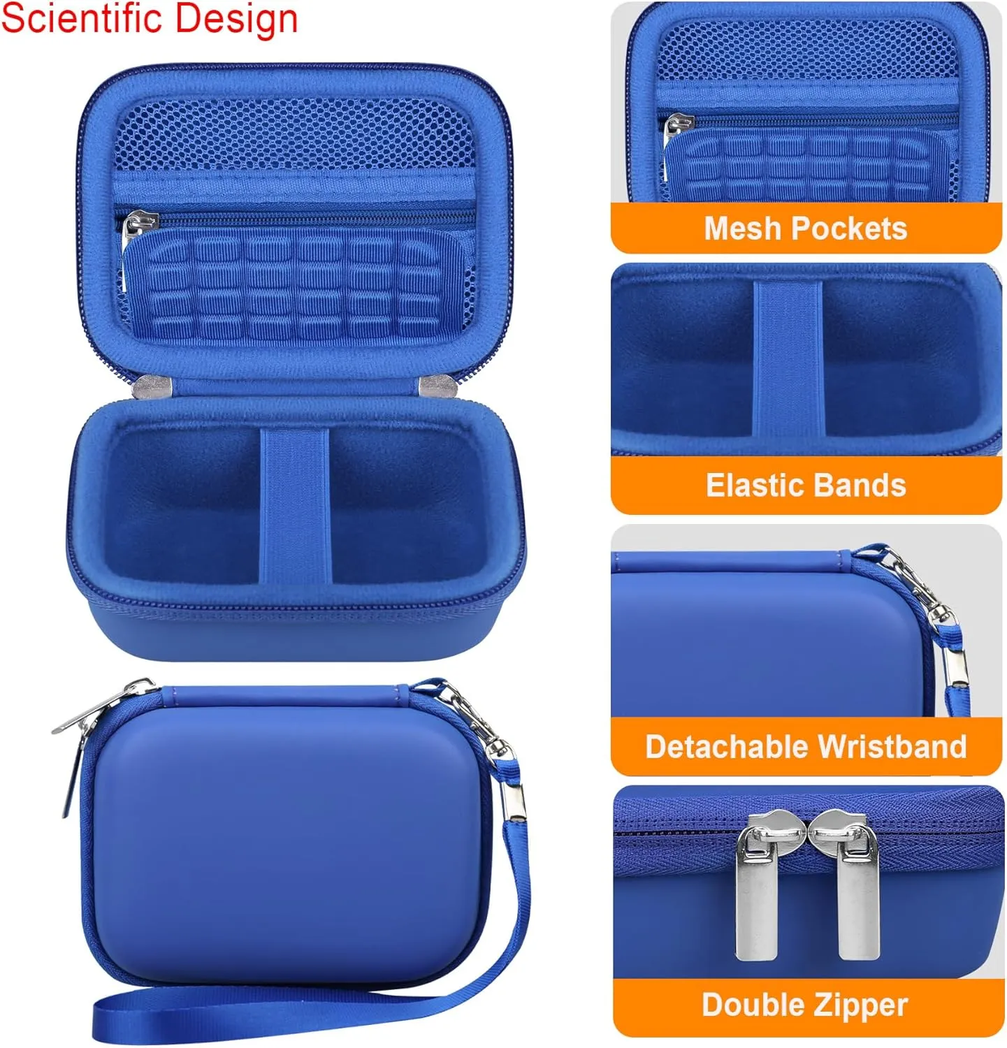 Elonbo Camera Carrying Case for KODAK PIXPRO FZ55 / FZ53 / FZ45 / FZ43 16MP Digital Camera, Vlogging Camera Storage Holder Travel Bag, ​Mesh Bag Fits Batteries, Cable, Memory Card, Blue