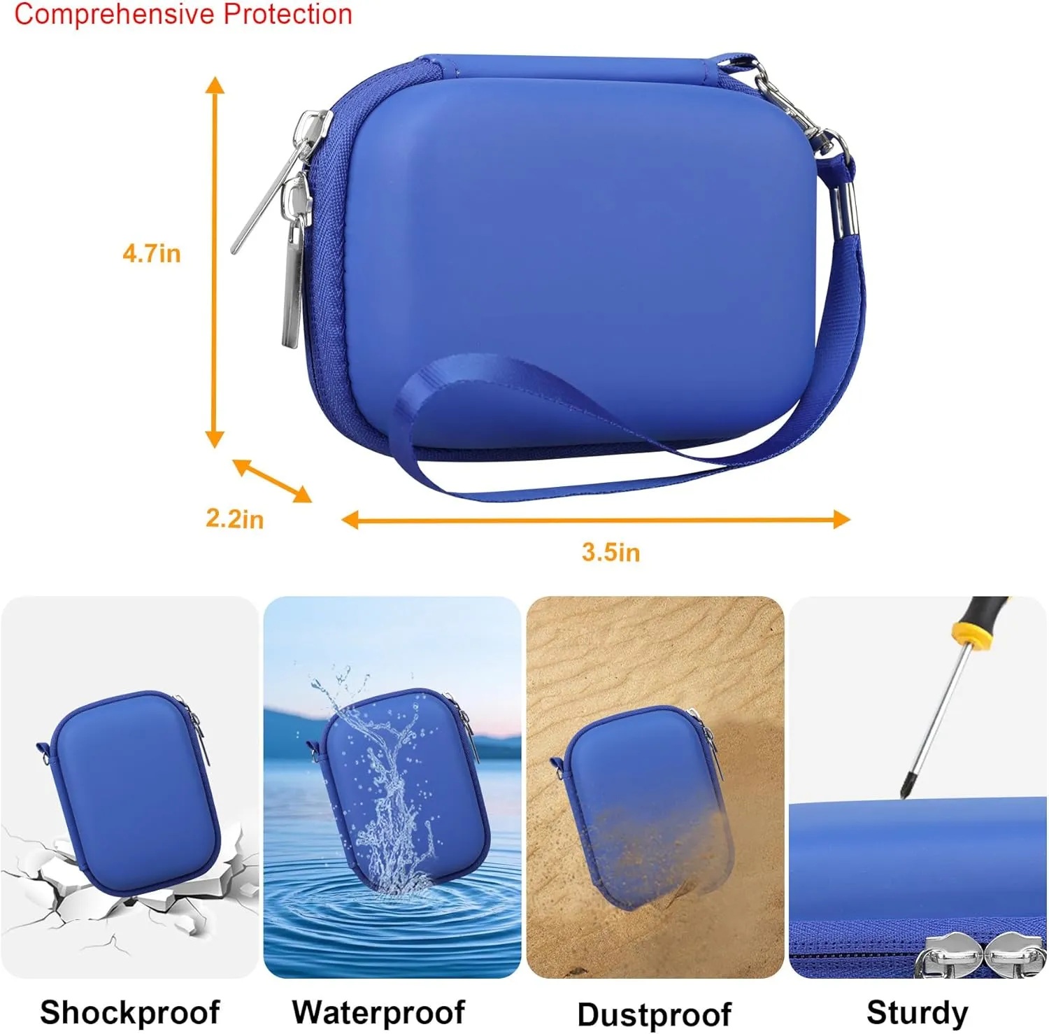 Elonbo Camera Carrying Case for KODAK PIXPRO FZ55 / FZ53 / FZ45 / FZ43 16MP Digital Camera, Vlogging Camera Storage Holder Travel Bag, ​Mesh Bag Fits Batteries, Cable, Memory Card, Blue