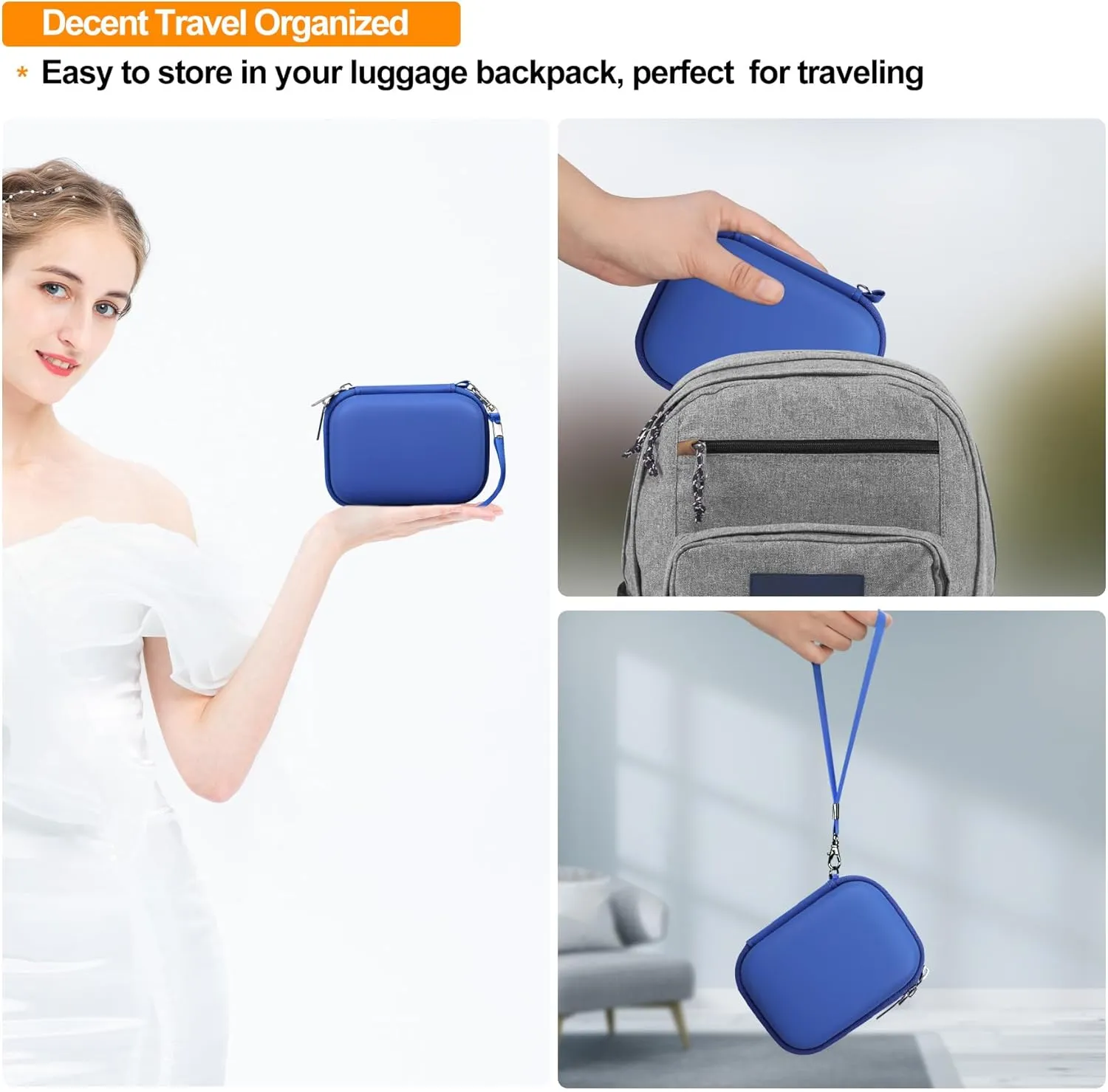 Elonbo Camera Carrying Case for KODAK PIXPRO FZ55 / FZ53 / FZ45 / FZ43 16MP Digital Camera, Vlogging Camera Storage Holder Travel Bag, ​Mesh Bag Fits Batteries, Cable, Memory Card, Blue