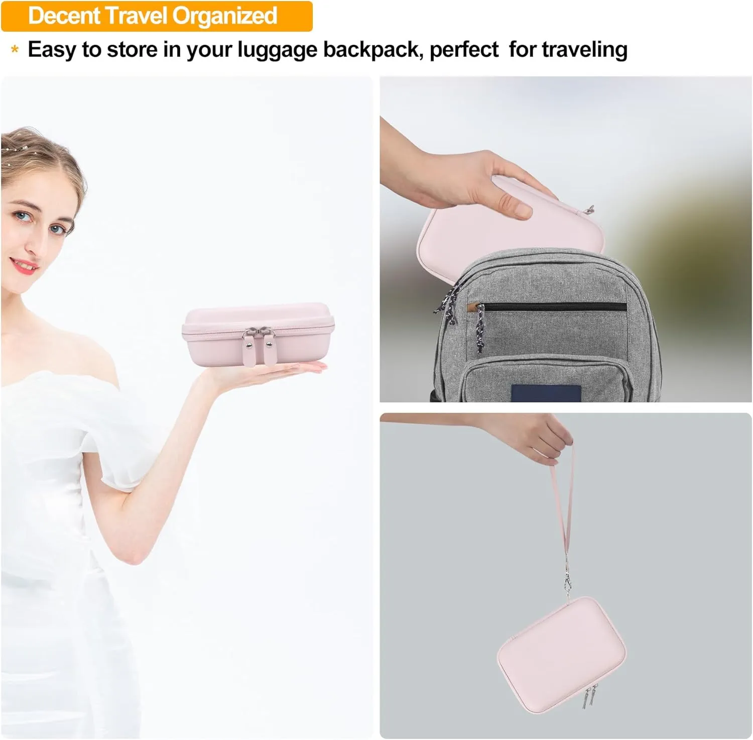 Elonbo Carrying Case for KODAK Mini 2 Retro 4PASS Portable Photo Printer, Digital Instant Print Camera Travel Bag Storage Holder, Mesh Pocket Fits Printing Paper, Cable, Pink