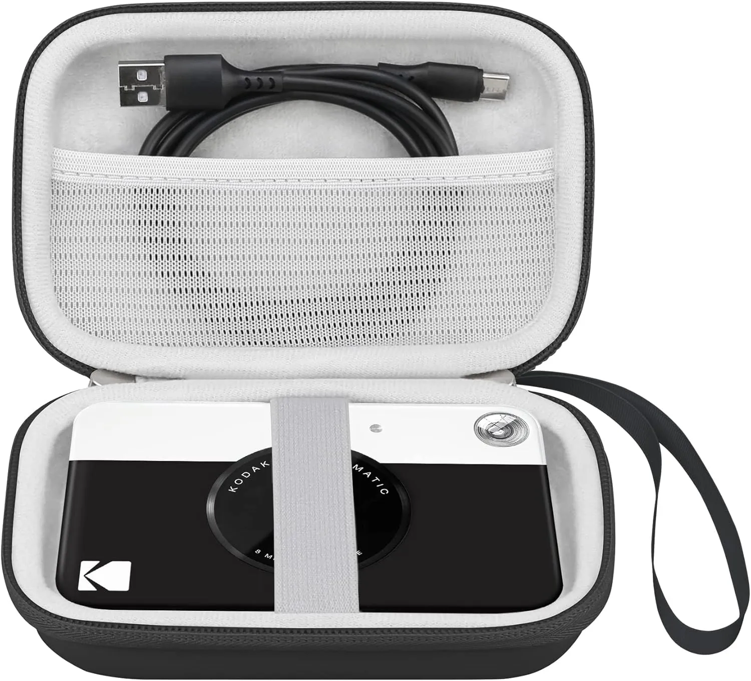 Elonbo Carrying Case for KODAK Printomatic Full-Color Instant Print Digital Camera, Portable Bluetooth Photo Printer Storage Holder Bag, ​Mesh Bag Fits Photo Paper SD Card USB Cable, Black
