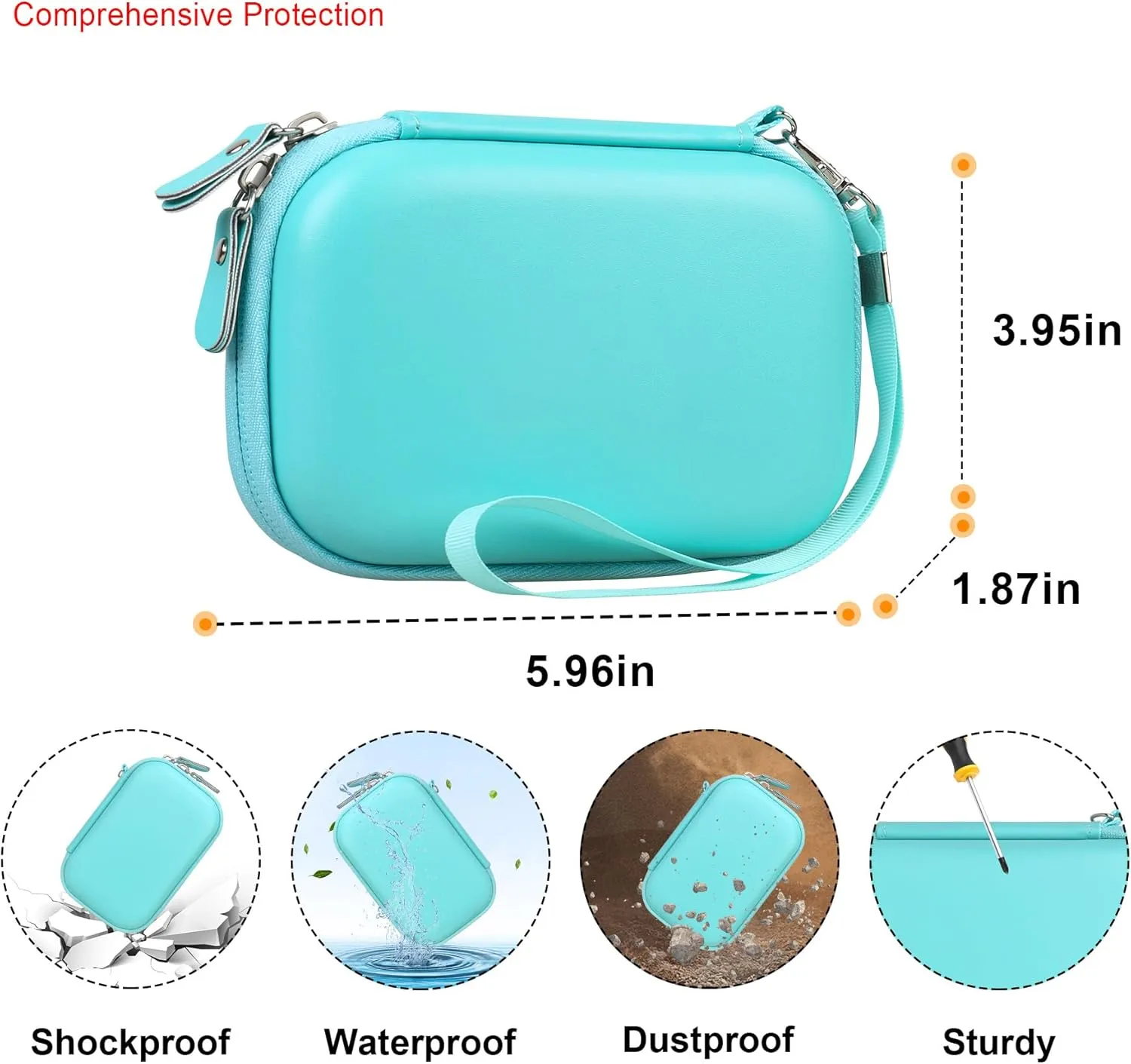 Elonbo Digital Camera Carrying Case for CAMKORY/for toberto/for AiTechny/for VAHOIALD/for IWEUKJLO FHD 1080P Camera, Boys Girls Kids Compact Small Camera Travel Storage Cover Protective Bag, Green