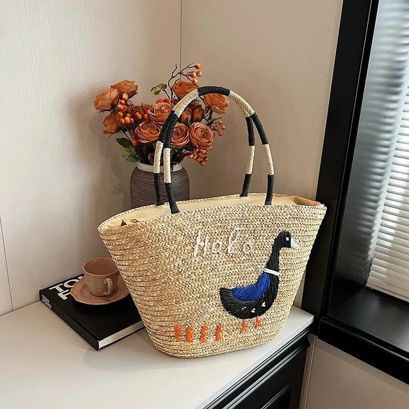 Embroidered Straw Bags