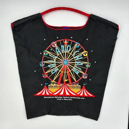 Embroidery Waterproof Folding Eco-friendly Bag Shopping Bag, Ferris Wheel
