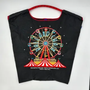 Embroidery Waterproof Folding Eco-friendly Bag Shopping Bag, Ferris Wheel