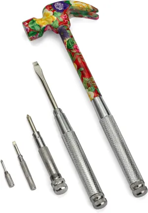 ENKAY - 6 in 1 Flower Hammer & Screwdriver, Multifunction Hammer Tool with Floral Print (Pattern 6)