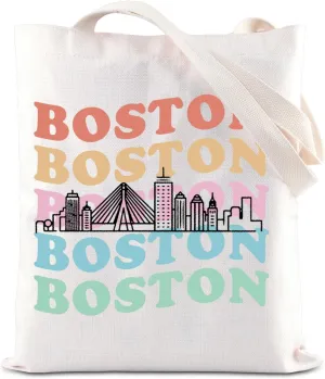 ENSIANTH Boston Trip Tote Bag Boston Skyline Souvenir Gift Boston Massachusetts Tourist Shoulder Bag Boston Weekend Gift