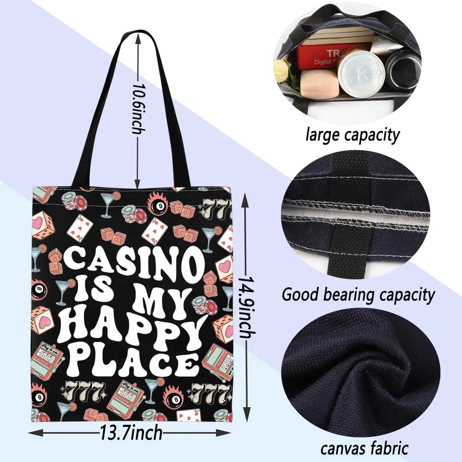 ENSIANTH Casino Player Gift Poker Player Hangbag777 Slot Machine Tote Bag Casino Gambler Bag Gambling Lover Gift